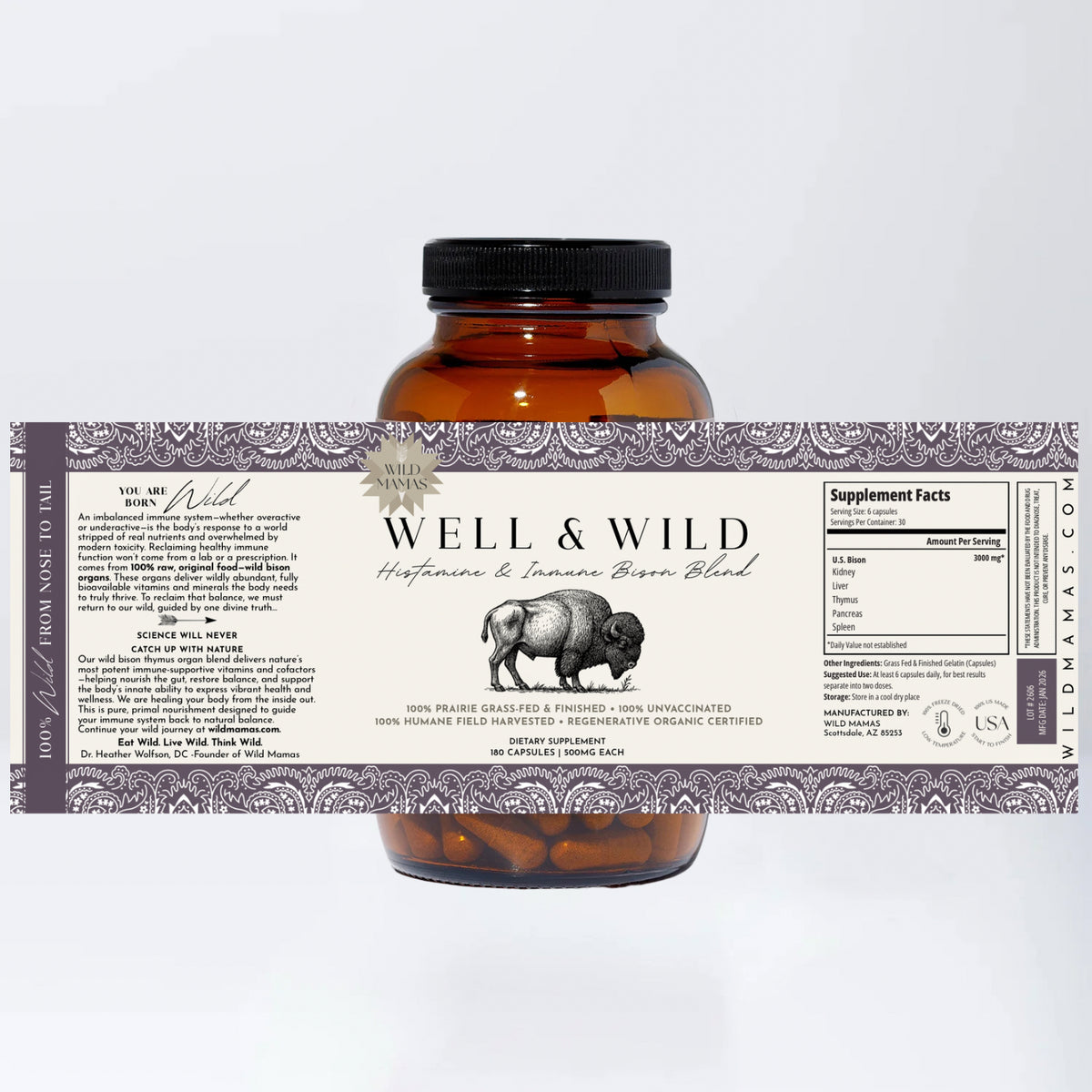 New! Well and Wild- Histamine and Immune Bison Organ Blend